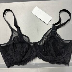 New Hsia Women’s Lace Underwired Full Cup Bra Size 34D Black